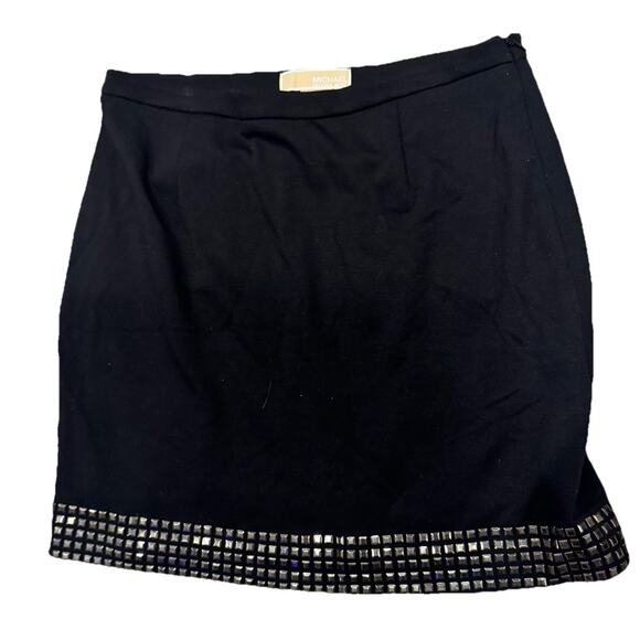Michael Kors Black Mini Skirt With Stud Detail , Side Zipper Size 6 - Picture 5 of 9